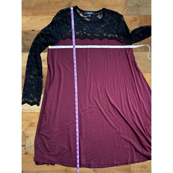 Karen Kane Women’s Large Lace Sleeve Trapeze Swing Dress • High Lo Hem Boat Neck - Picture 10 of 16